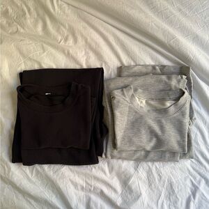 2-for-1 Alo Yoga Black and Gray Micro Waffle Lounge Sets